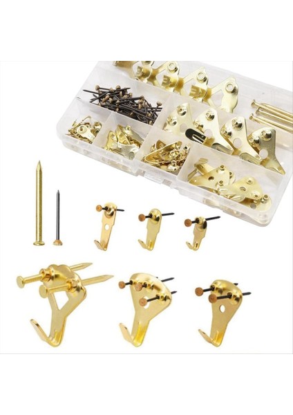 120PCS Resim Asma Kiti, Resim Askıları Çeşitli Kit Ağır Duvar Kancaları, Tuval, Ofis Resimleri, Saat Için (Yurt Dışından)