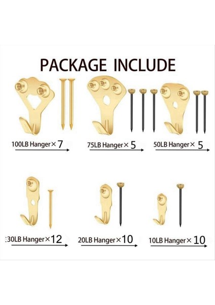 120PCS Resim Asma Kiti, Resim Askıları Çeşitli Kit Ağır Duvar Kancaları, Tuval, Ofis Resimleri, Saat Için (Yurt Dışından) fiyatları