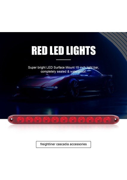 2pcs Kırmızı 15 Inç 11 LED Römork Işık Çubuğu Mühürlü Durdurma Dönüş Parkı Üçüncü 3rd Fren Lambası Kamyon Römorku Kimlik Çubuğu Su Geçirmez (Yurt Dışından) fiyatları