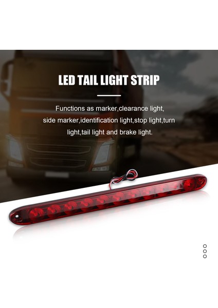 2pcs Kırmızı 15 Inç 11 LED Römork Işık Çubuğu Mühürlü Durdurma Dönüş Parkı Üçüncü 3rd Fren Lambası Kamyon Römorku Kimlik Çubuğu Su Geçirmez (Yurt Dışından) fırsatları