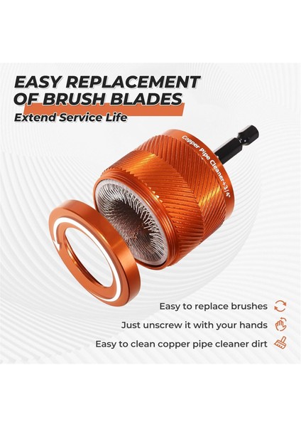 1set 1/2 &amp; 3/4inch Metal Bakır Boru Temizleyici Seti, 1/4 Hex Shank 6 ile Fırça Elektrik Aracı Fırça Temizleyicisi (Yurt Dışından) fırsatları