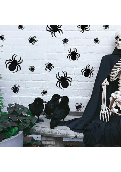 Bat Cadılar Bayramı Dekorasyonu 3D Etiket Konut Dekorasyonu 120 Yarasa ve 24 Örümcek Köpük Bandı Var (Yurt Dışından) indirimleri