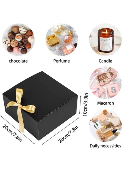 10 Paket Siyah Hediye Kutuları Kapaklı, 8X8X4 Inç Sağdıç Teklif Kutusu, Düğün Kutusu Için Şeritli Lüks Siyah Hediye Kutusu (Yurt Dışından) modelleri