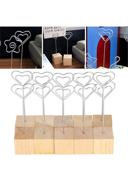10 Adet Fotoğraf Klipli Metal Kalp Ahşap Yer Kart Sahipleri Düğün Partisi Masa Numaraları Için Klip Standı (Yurt Dışından) modelleri