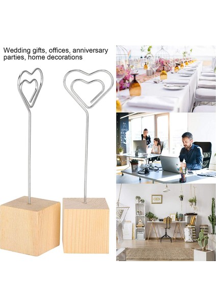 10 Adet Fotoğraf Klipli Metal Kalp Ahşap Yer Kart Sahipleri Düğün Partisi Masa Numaraları Için Klip Standı (Yurt Dışından) fırsatları
