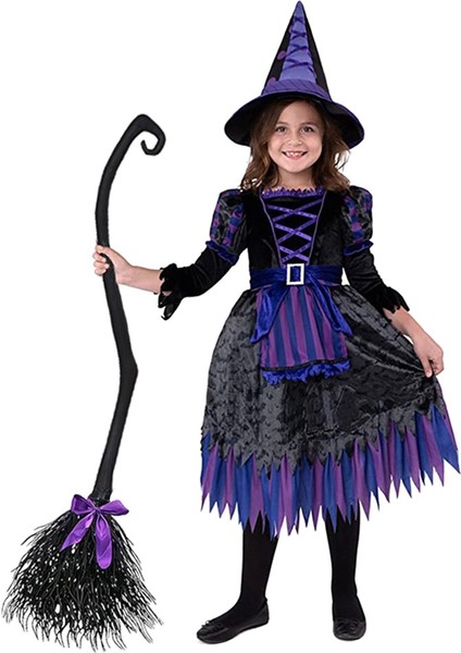 Cadılar Bayramı Dekorasyonu Cadı Uçan Süpürge, Parti Dans Kostümü Props Cadı Süpürge Dekorasyonu Siyah ve Kırmızı (Yurt Dışından) indirimleri