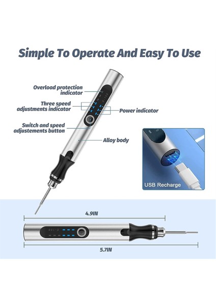 58BITLI USB Şarj Edilebilir Gravür Kalemi, Ahşap Takı Cam Metal Plastik Oyma Için Dıy Gravür Alet Kiti (Yurt Dışından) fırsatları