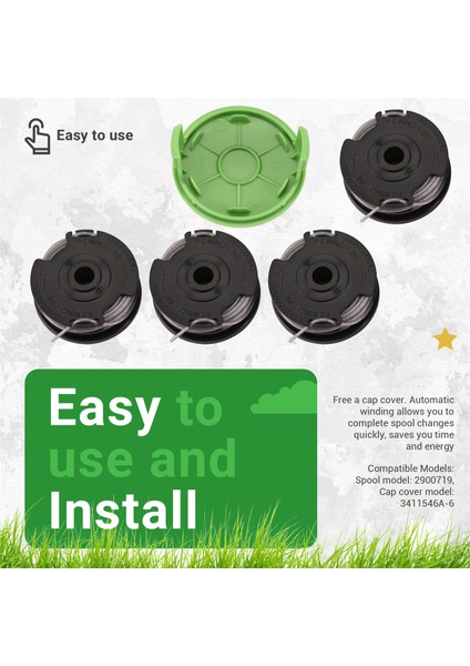 Weed Eater Çift Çizgi String Düzeltici Yedek Makara Greenworks 2900719,20FT 0.065INCH (4 Makara + 1 Kapağı) (Yurt Dışından) indirimleri
