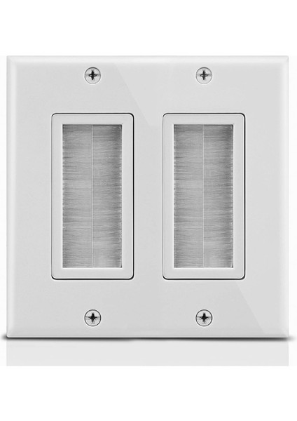 2 Kanang Duvar Plakası, Fırça Tarzı Açma Geçişi Düşük Voltajlı Kablo Plakası Hoparlör Kabloları Için Duvar Içi Montaj (Yurt Dışından)