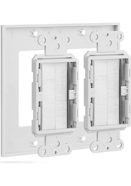 2 Kanang Duvar Plakası, Fırça Tarzı Açma Geçişi Düşük Voltajlı Kablo Plakası Hoparlör Kabloları Için Duvar Içi Montaj (Yurt Dışından) fiyatları