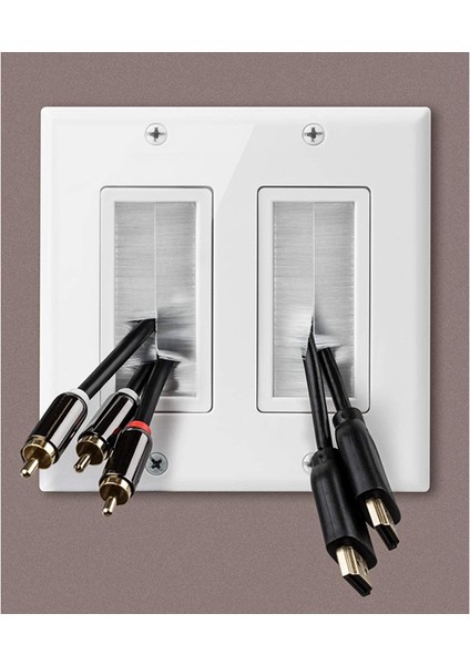 2 Kanang Duvar Plakası, Fırça Tarzı Açma Geçişi Düşük Voltajlı Kablo Plakası Hoparlör Kabloları Için Duvar Içi Montaj (Yurt Dışından) fırsatları