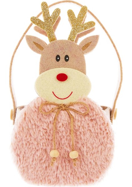 Noel Şeker Çantası Ren Geyiği Çanta Kış Hediyeleri Şeker Elma-Bag-Elk Tasarım Malzemeleri Noel Kış Pembesi (Yurt Dışından)
