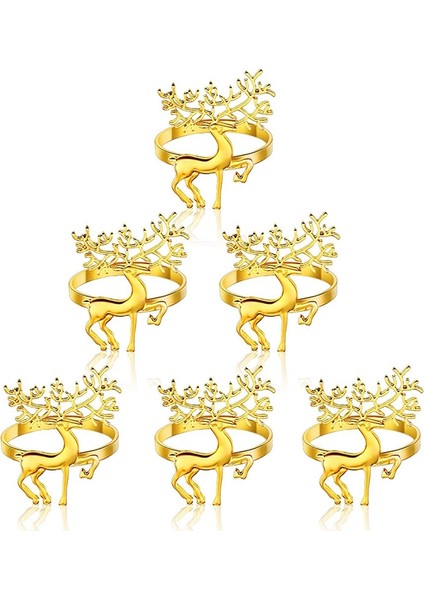 6 Adet Geyik Peçete Halkaları, Noel Için Peçete Yüzüğü, Tatil Partileri, Akşam Yemeği Partileri, Yemek Masası Dekorasyon Malzemeleri (Yurt Dışından)