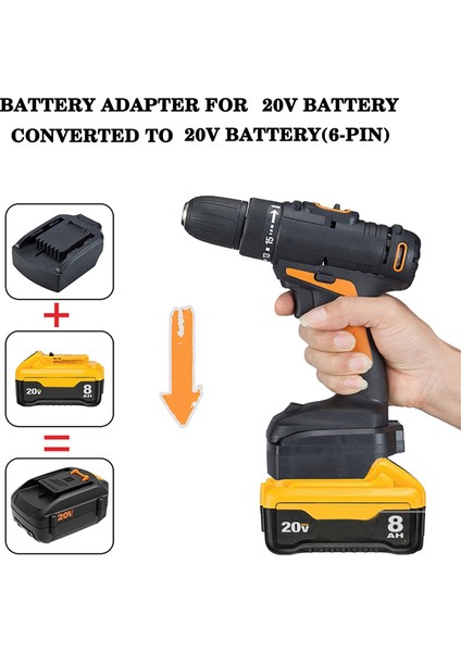 Dewalt 20V Dcb Serisi Için Pil Adaptörü Worx 20V 6pin Lityum Pil Aracı Dönüştürücü Için Pil Dönüşümü (Yurt Dışından)