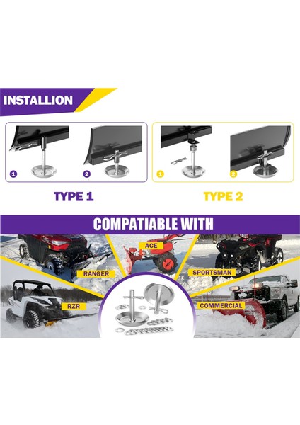 Polaris Için Kar Yutuşu Ayakkabıları, 2pcs Ağır Hizmet Tipi Karlı Kayma Ayakkabısı Atv ve Utv Pulluk, Ayarlanabilir Sertleştirilmiş Çelik Kar Püskü (Yurt Dışından) fiyatları