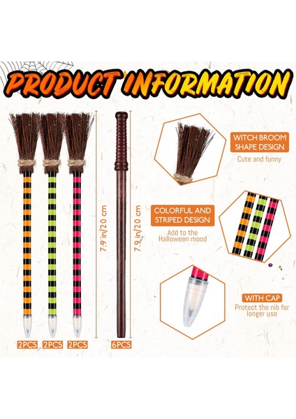 12X Asa Kalemleri Set Cadılar Bayramı Cadı Süpürge Kalemleri Sihirbaz Parti Favors Cadılar Bayramı Teması Doğum Günü Iyi Çanta Dolgu Favorileri (Yurt Dışından) fiyatları