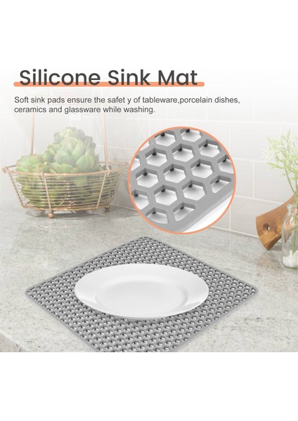 Silikon Lavabo Koruyucu Paspaslar, Bulaşık Kurutucu Mat Sayaç Koruyucusu, Mutfak Alanları ve Yemekleri (Gri) (Yurt Dışından) indirimleri