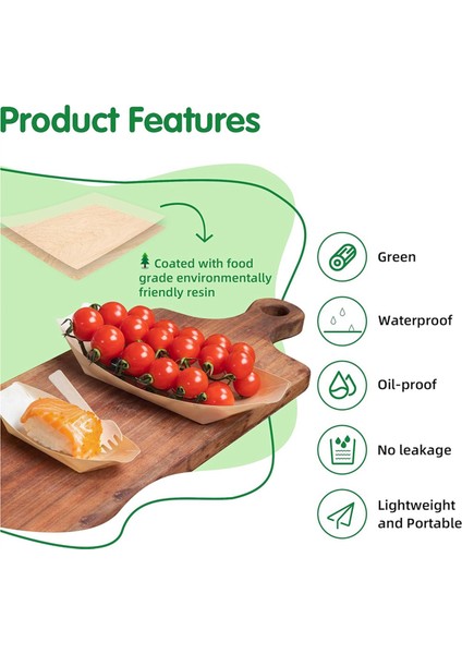 100 Set Ahşap Tek Kullanımlık Tabaklar Tekne Tabakları Gıda Tepsileri Tek Kullanımlık Tatlı Tabaklar Tek Kullanımlık Gıda Tekneleri (Yurt Dışından) fiyatları