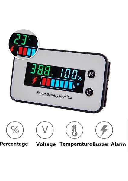Ipx7 Su Geçirmez Pil Monitörü 7-100V Pil Kapasite Test Cihazı Buzzer Alarm Sıcaklığı, Çok Dilimli Ekran (Yurt Dışından) fiyatları