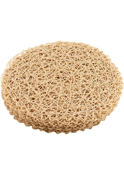 12PCS Kağıt Örgülü Yuvarlak Placemats, Yemek Masaları Kapalı ve Açık Yer Paspasları Için Kaymaz Isı Masası Paspasları Bej (Yurt Dışından)
