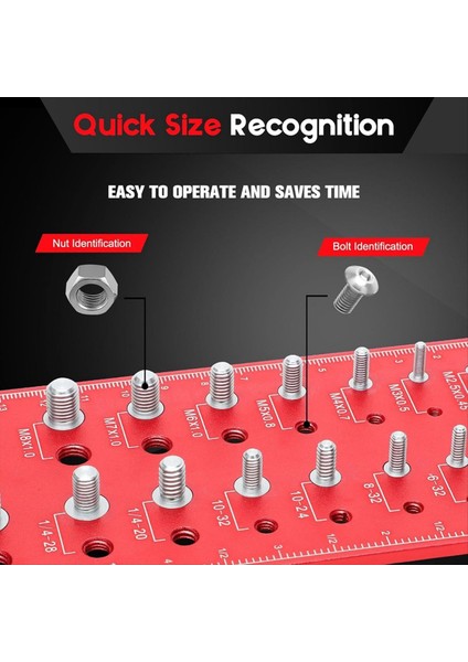 Taşınabilir Somun ve Cıvata Diş Denkleştiricisi Ince Dişli Somun ve Cıvata Boyutu Göstergesi, Çok Yönlü Diş Kovan Seti, Kırmızı (Yurt Dışından) fırsatları