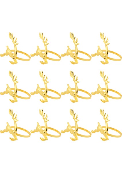 12PCS Noel Elk Geyik Peçete Yüzükleri Altın Alaşım Peçete Tokalı Peçete Yüzük Tutucu Hotel Restoran Düğün Partisi Masa Dekorasyonu (Yurt Dışından)