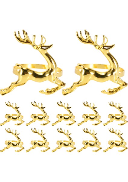 12PCS Noel Elk Geyik Peçete Yüzükleri Altın Alaşım Peçete Tokalı Peçete Yüzük Tutucu Hotel Restoran Düğün Partisi Masa Dekorasyonu (Yurt Dışından) modelleri