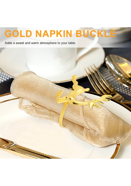12PCS Noel Elk Geyik Peçete Yüzükleri Altın Alaşım Peçete Tokalı Peçete Yüzük Tutucu Hotel Restoran Düğün Partisi Masa Dekorasyonu (Yurt Dışından) fırsatları
