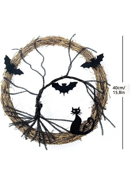 Ön Kapı Için Cadılar Bayramı Çelenkleri, 11.8 Inç, Mor LED Işıkları ile Yarasa ve Kedi Cadılar Bayramı Çelenkini Aydınlattı (Yurt Dışından) fırsatları