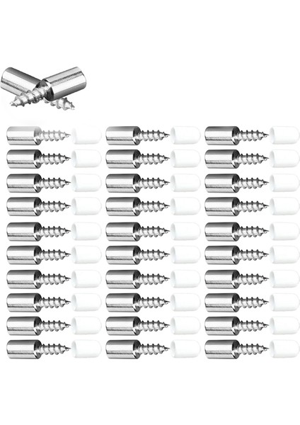 100 Pcs Sabit Destek Kendi Kendine Dokunma Çapraz Vidalı, Gardırop Dolap Cam Bölme Çivileri Çapraz, Kauçuk Kılıflı (Yurt Dışından)