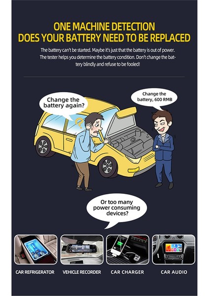 12/24V Otomotiv Pil Test Cihazı LCD Ekran Pil Analizör Dijital Kurşun Asitli Pil Oto Motosiklet Diyagnostik (Yurt Dışından) fiyatları