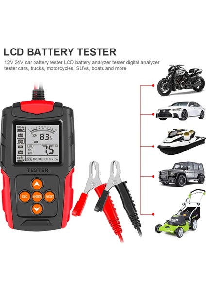 12/24V Otomotiv Pil Test Cihazı LCD Ekran Pil Analizör Dijital Kurşun Asitli Pil Oto Motosiklet Diyagnostik (Yurt Dışından) indirimleri