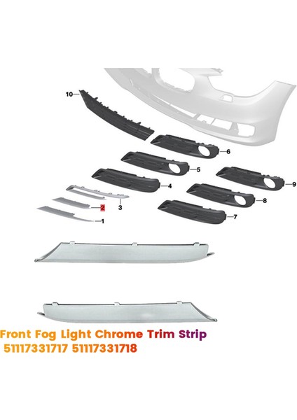 1paır Ön Tampon Sisli Far Çerçeve Trim 51117331717 51117331718 Bmw 5 Serisi F07 2014-2017 Dış Izgara Şeridi (Yurt Dışından) fiyatları