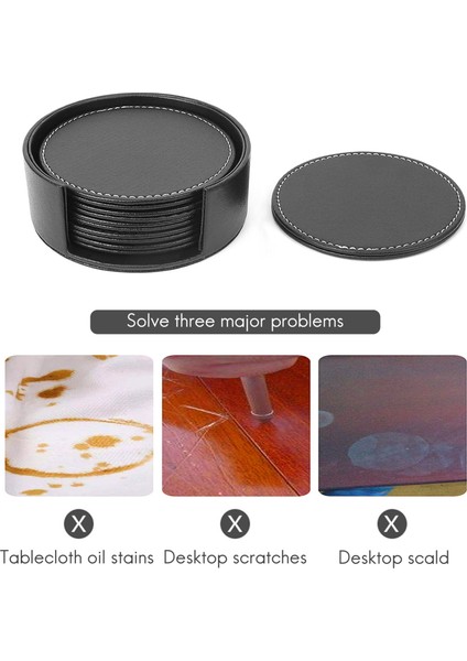 6 Deri Içecek Bardak Seti, Ev ve Mutfak Için Siyah Kılıf Mat Pedi Siyah (Yurt Dışından) fırsatları