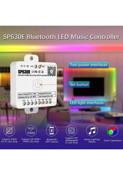 SP630E Bluetooh LED Denetleyici Desteği Pwm Tek Renkli Cct Rgb Rgbw Rgbcct ve Spı Ttl Ic Çip LED Şerit Işığı (Yurt Dışından) fırsatları