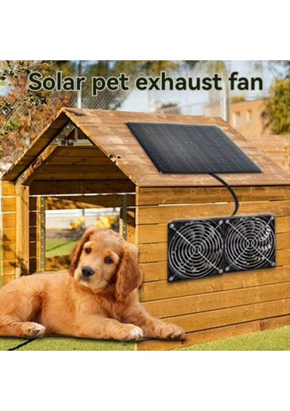 Dog House Için Güneş Powered Fan 15W Su Geçirmez Güneş Paneli Çift Egzoz Fanları Kulübesi Tavuk Kümesi Köpek Evi Havalandırma (Yurt Dışından) fiyatları
