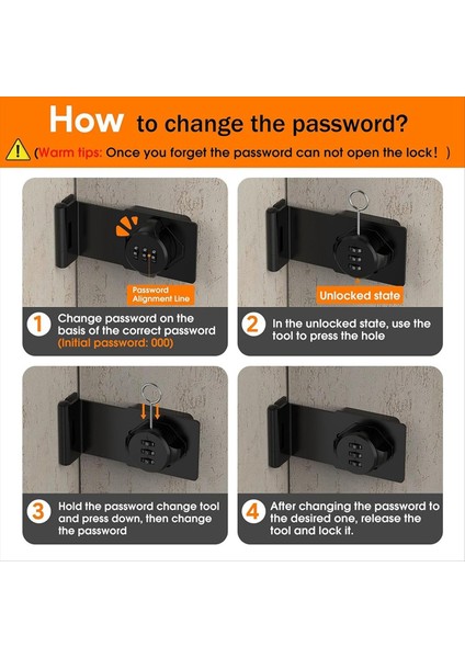 Anahtarsız Dolap Kombinasyonu Mandal, Dolap Şifresi Dolap, Posta Kutusu, Ofis Dosya Dolabı Kilit 90 ° Açılı Siyah (Yurt Dışından) modelleri
