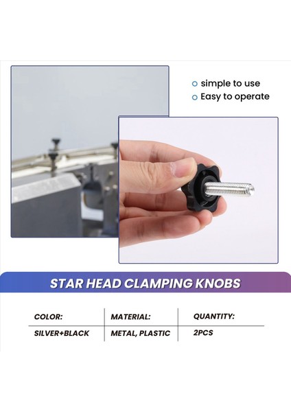 2 Adet M8 x 30MM Erkek Iplik 32MM Yıldız Kafa Kelepçesi Düğmesi Siyah (Yurt Dışından) indirimleri
