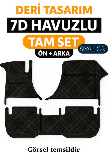 Volkswagen Caddy 2010-2015 7d Havuzlu Deri Oto Paspas Seti - [siyah Gri]