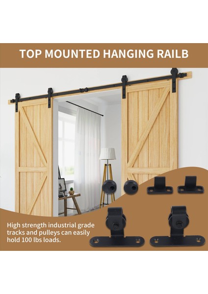 Sürgülü Barn Kapı Donanım Kitleri Üst Montajlı Asılı Demiryolu Askı Track Çelik Dolap Kapı Silindir Rayı Tek Door-B Için (Yurt Dışından) indirimleri