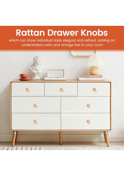 24PCS Boho Rattan Dresser Düğmeleri Yuvarlak Ahşap Çekmece Düğmeleri Dolaplar Dresser Donanımları Donanımlar Kabine Topuzlar (Yurt Dışından) fırsatları