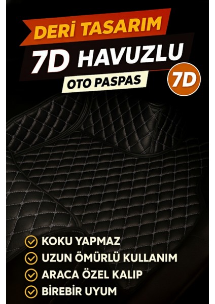 Volkswagen Caddy 2010-2015 7d Havuzlu Deri Oto Paspas Seti - [siyah Gri]