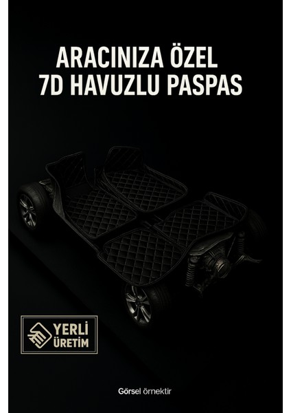 Volkswagen Caddy 2010-2015 7d Havuzlu Deri Oto Paspas Seti - [siyah Gri]