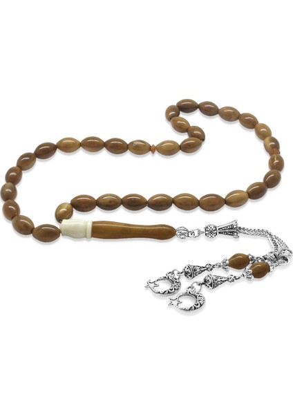 Kararmaz Metal Püsküllü Arpa Kesim Deve Kemiği Detaylı Kuka Tesbih