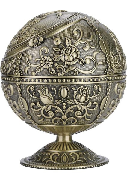 Lüks Gül Motifli Metal Top Rüzgar Geçirmez Küllük Tütsülük Çok Fonksiyonlu Dekoratif Obje Biblo 12CM fırsatları