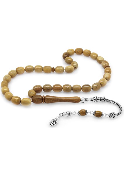 925 Ayar Gümüş Püsküllü Tombul Kapsül Kesim Kahverengi Kuka Tesbih modelleri