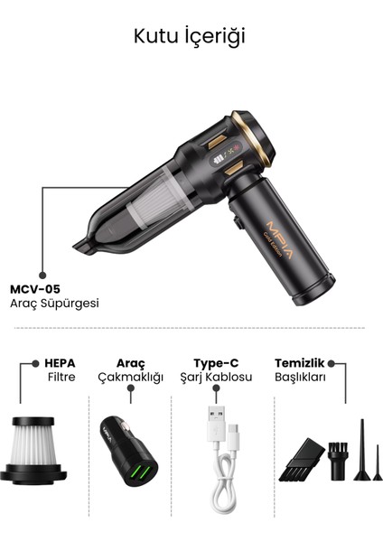 Yeni 2026 Gold 20000 Pa El Fenerli Vakumlu Araç Süpürgesi El Süpürgesi Çok Fonksiyonlu