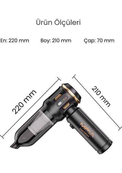 Yeni 2026 Gold 20000 Pa El Fenerli Vakumlu Araç Süpürgesi El Süpürgesi Çok Fonksiyonlu