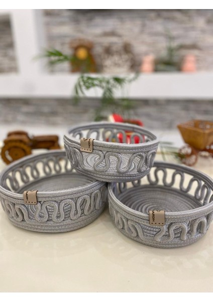 3 Lü Sepet Çok Amaçlı Organizer Işlemeli Hasır Jüt Sepet Takımı modelleri