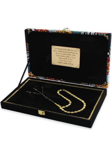 Premium Kutulu Gümüş Uzun Kazaz Püsküllü Kapsül Kesim King Seccer Sarı Beyaz Damla Kehribar Tesbih fiyatları